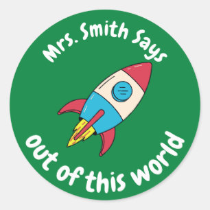 Customised Out of this World Student Reward Classic Round Sticker