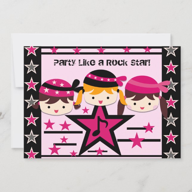Customised Party Like a Rock Star Birthday Invite (Front)
