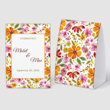 Customised Party Sign Pink Orange Red Floral