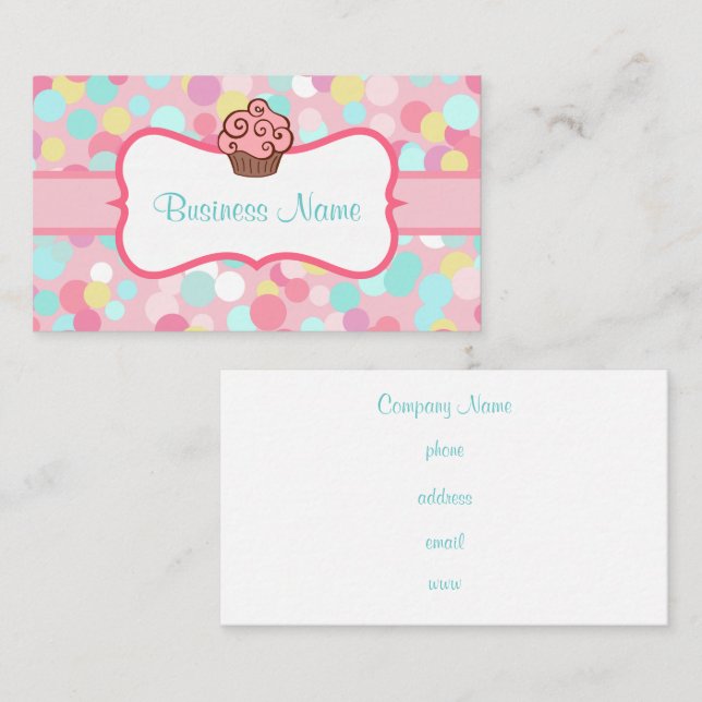 Customised Pastel Cupcake Business Card (Front/Back)