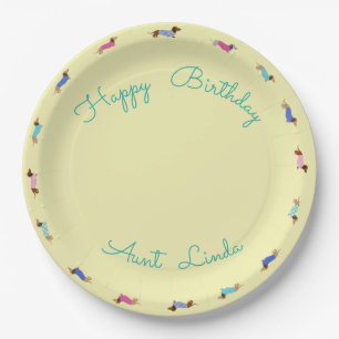 Customised Pastel Dachshund Paper Plate