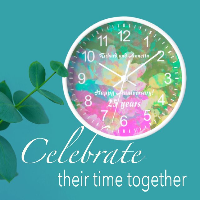 Customised Pastel My Secret Rose Garden Wall Clock (Customize with your own message or names!)