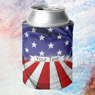 Customised Patriotic Red White Blue Can Cooler