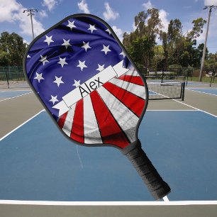 Customised Patriotic Red White Blue Pickleball Paddle