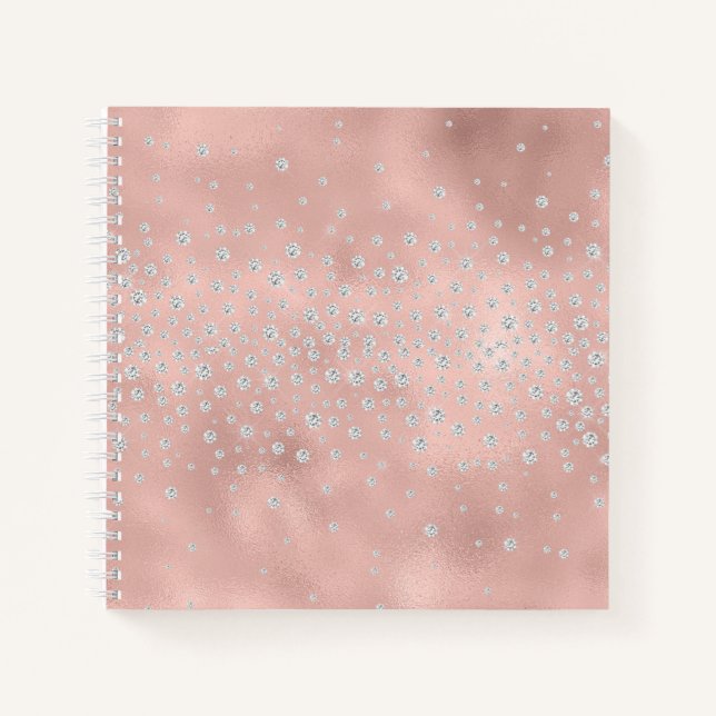 Customised Peach Sparkle Bling Notebook (Front)