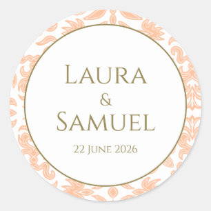 Customised Peach Wedding Stickers