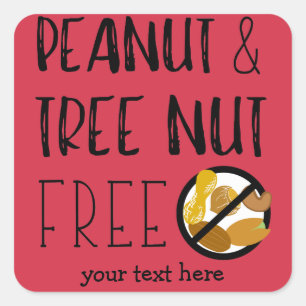 Customised Peanut and Tree Nut Free Red Stickers
