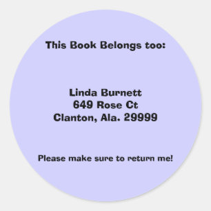Customised Personalised Book Labels