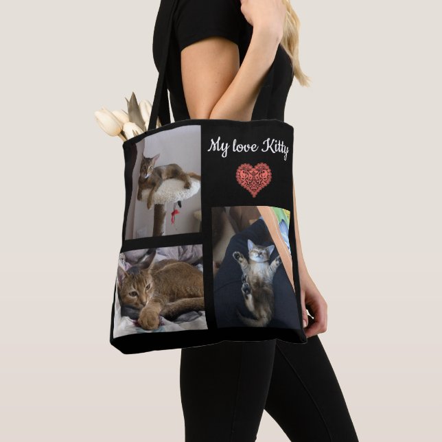 Customised personalised patches squares frames bla tote bag (Close Up)