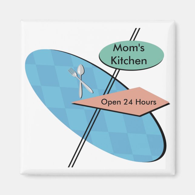 Customised, Personalised Retro 50s Diner Magnets (Front)