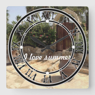 Customised personalised summer landscape patches s square wall clock