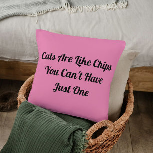 Customised Pet Cat Lover Funny Black Quote On Pink Cushion