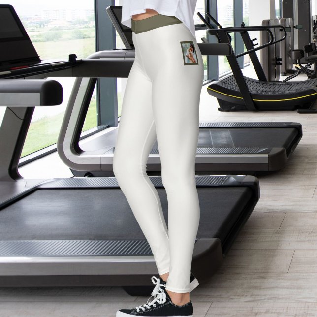 Customised Pet Cat Lover Warm Neutral Dark Olive Leggings (Creator Uploaded)