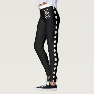 Customised Pet Lover Black Vintage White Polka Dot Leggings
