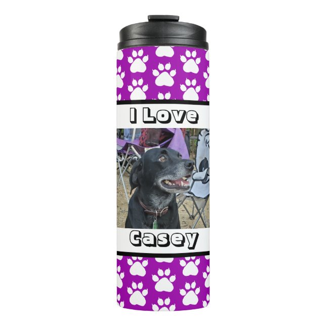 Customised Pet Photo and Paw Print Thermal Tumbler (Front)