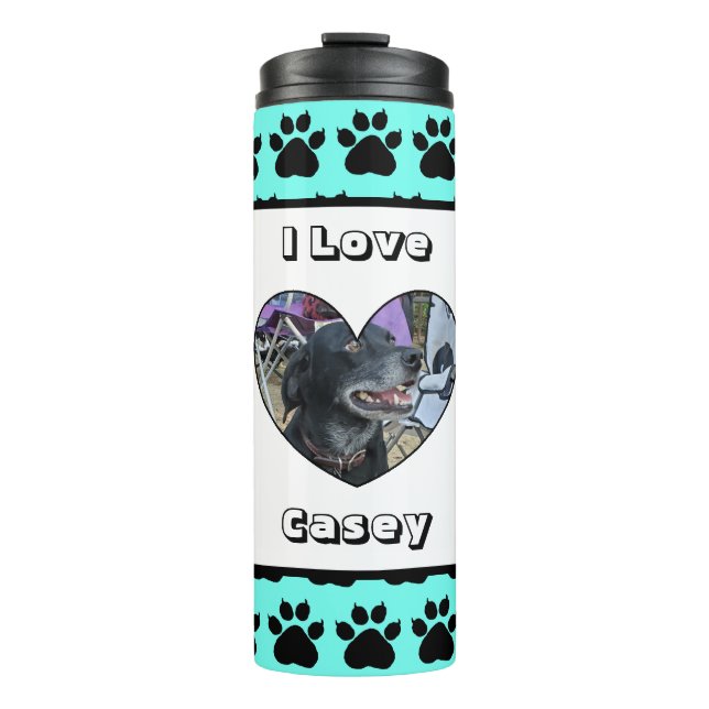 Customised Pet Photo and Paw Print Thermal Tumbler (Front)