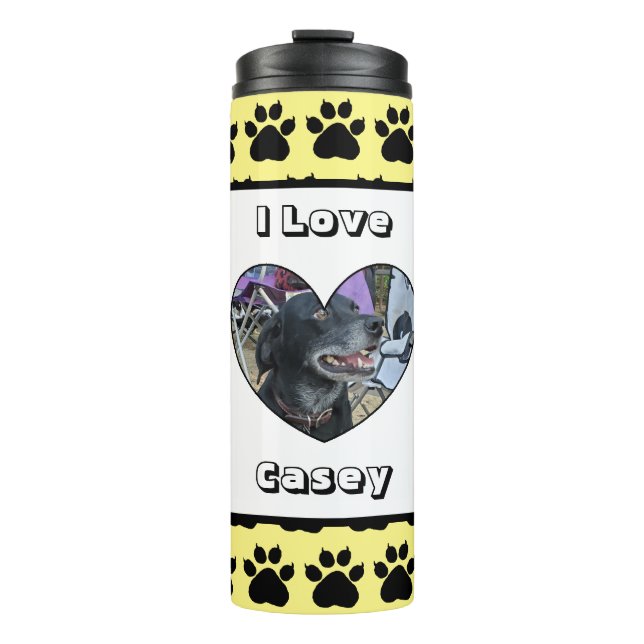 Customised Pet Photo and Paw Print Thermal Tumbler (Front)