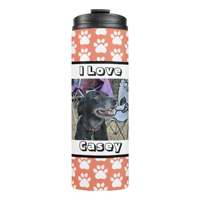 Customised Pet Photo and Paw Print Thermal Tumbler (Front)