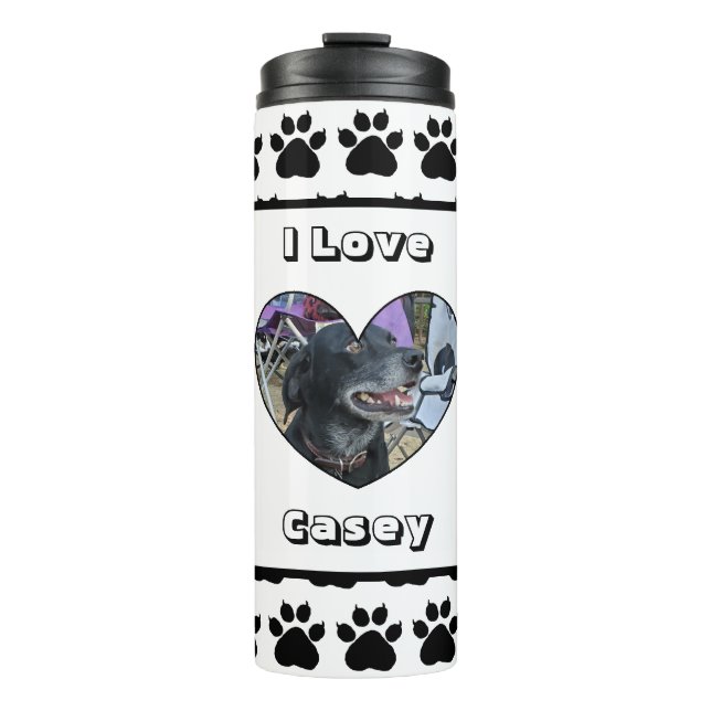 Customised Pet Photo and Paw Print Thermal Tumbler (Front)