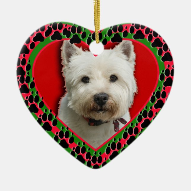 Customised Pet Photo with Paw Prints Ornament (Front)