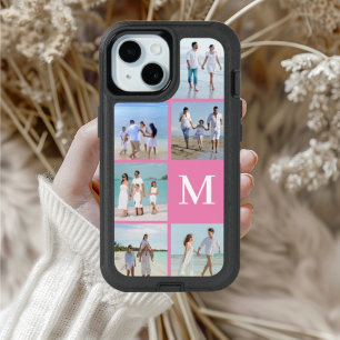 Customised photo collage Pink initial monogram