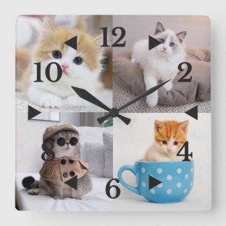 Customised Photo Cute Cat Square Wall Clock