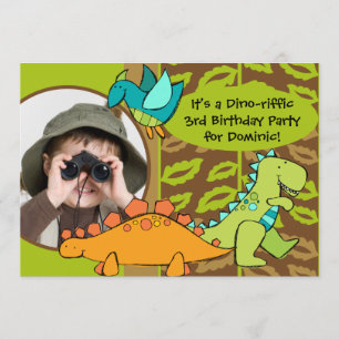 Customised Photo Dino Dinosaur Birthday Invitation