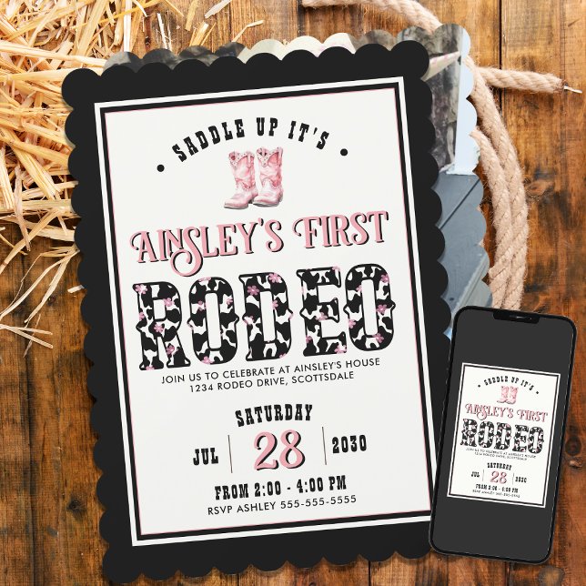 Customised Photo First Rodeo Girls 1st Birthday Invitation (Creator Uploaded)