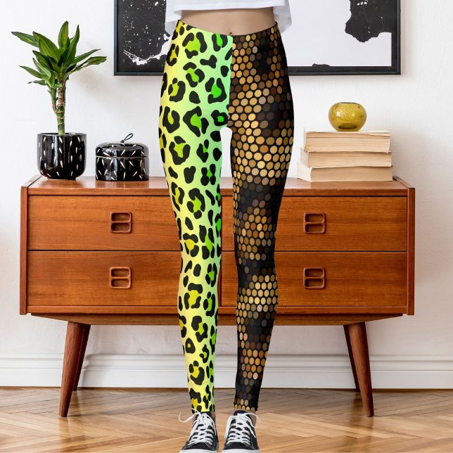 Customised Photo Leopard Wild Cat Pattern Animal Leggings (Creator Uploaded)