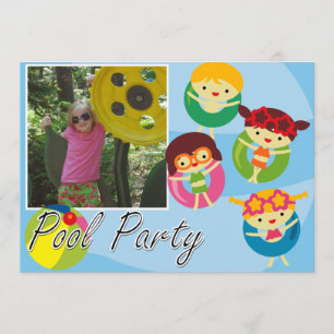 Customised Photo Pool Party Swimming Birthday Invitation