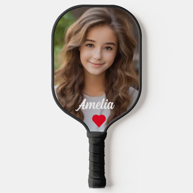Customised picture modern script Name love  Pickleball Paddle (Front)