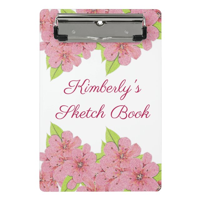 Customised Pink Anemones Mini Clipboard (Front)