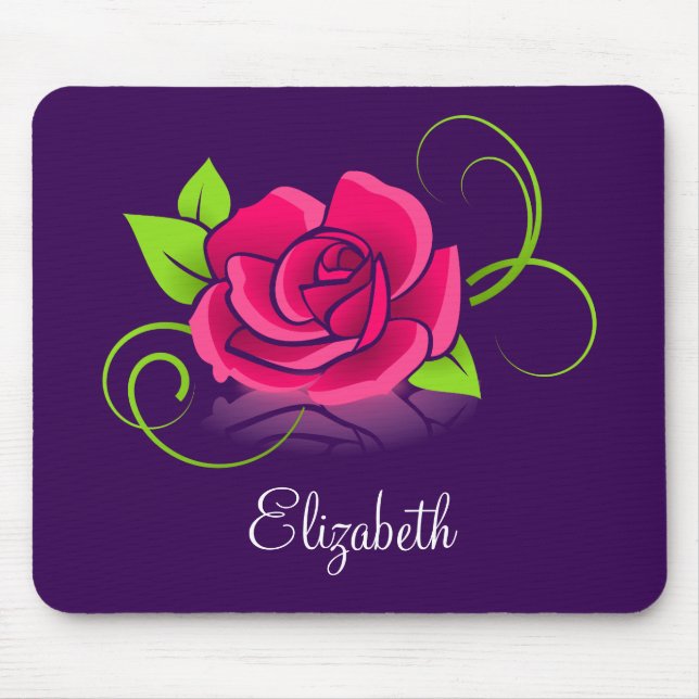 Customised Pink Rose Illustration Mouse Pad (Front)