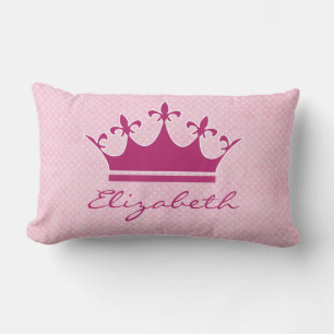 Customised Pink Tiara on Polka Dots Lumbar Cushion