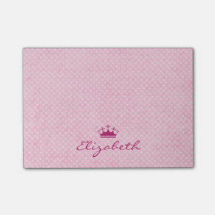 Customised Pink Tiara ona  Polka Dot Pattern Post-it Notes