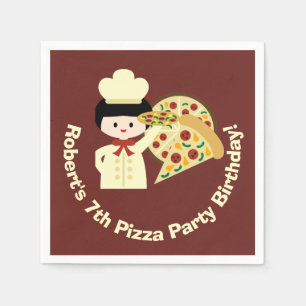 Customised Pizza Party Birthday Paper Napkins