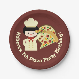 Customised Pizza Party Happy Birthday Paper Plates