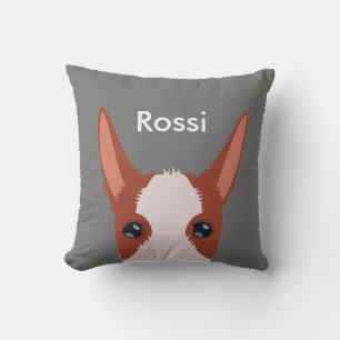 Customised Podenco Face Furry Chestnut Grey Cushion