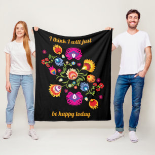 Customised Polish folklore with pink flowers  Fleece Blanket