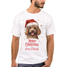 Customised Poodle Dog Santa Merry Christmas