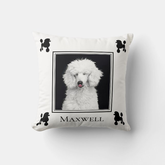Customised Poodle Photo with Silhouette Cushion (Front)