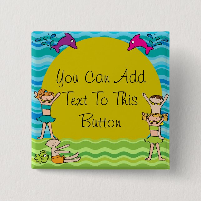 Customised Pool Party Button (Front)