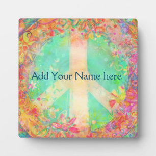 Customised Pretty Floral  Peace Sign Inspirivity Plaque