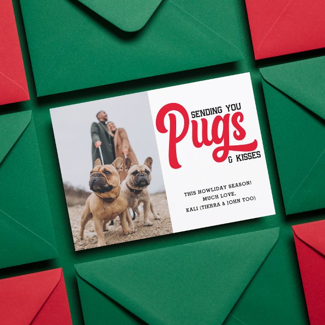 Customised Pug Dog Christmas Picture Custom Photo Holiday Card (Creator Uploaded)