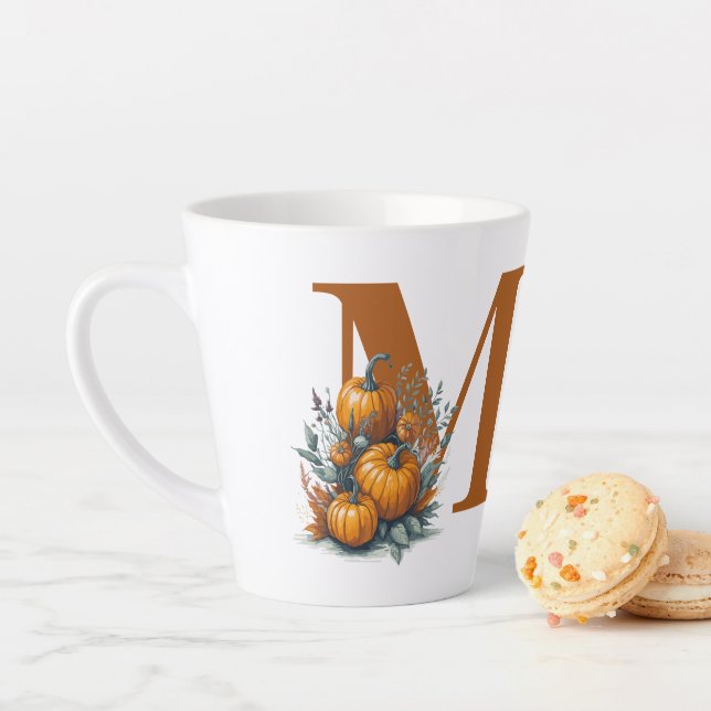Customised Pumpkin Monogram Name Latte Mug (In Situ)
