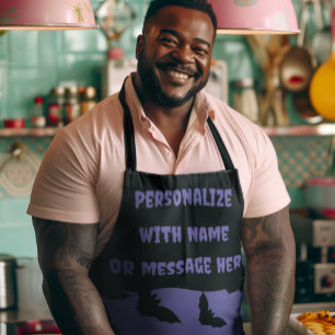 Customised Purple and Black Bat Halloween  Apron