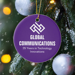 Customised Purple Cyber Company Christmas Ceramic Ornament