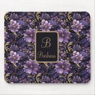 Customised Purple Flowers Mouse Pad