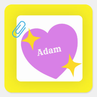 Customised Purple heart Square Sticker