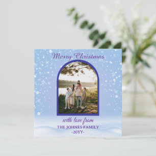 Customised Purple Merry Christmas Photo Holiday Card